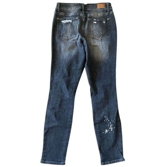 Judy Blue Boyfriend Fit Gray Bleach Splatter Distressed Mid Rise Jeans Size 3/26 - Picture 2 of 6